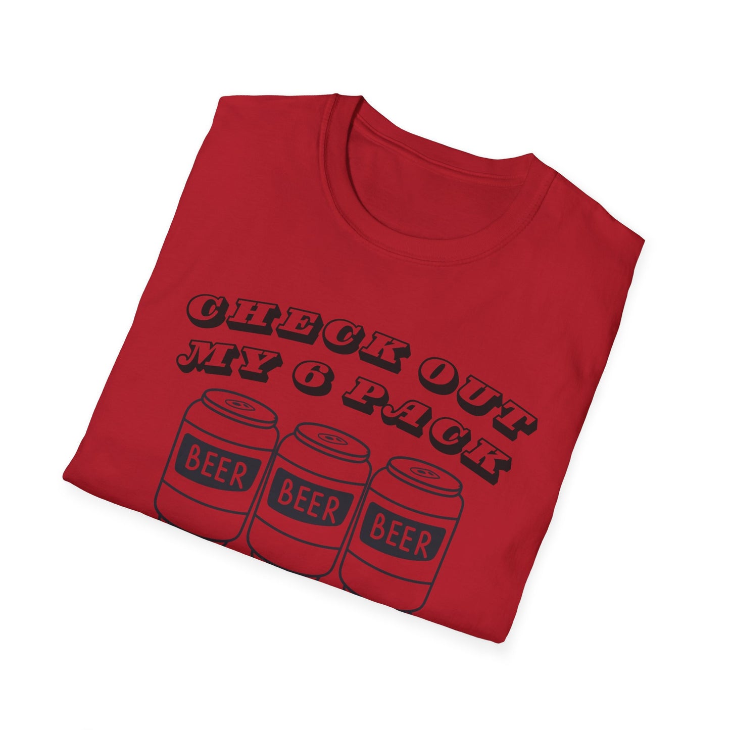 Funny Beer Graphic Unisex T-Shirt - "Check Out My 6 Pack" - Perfect for Parties and Casual Wear