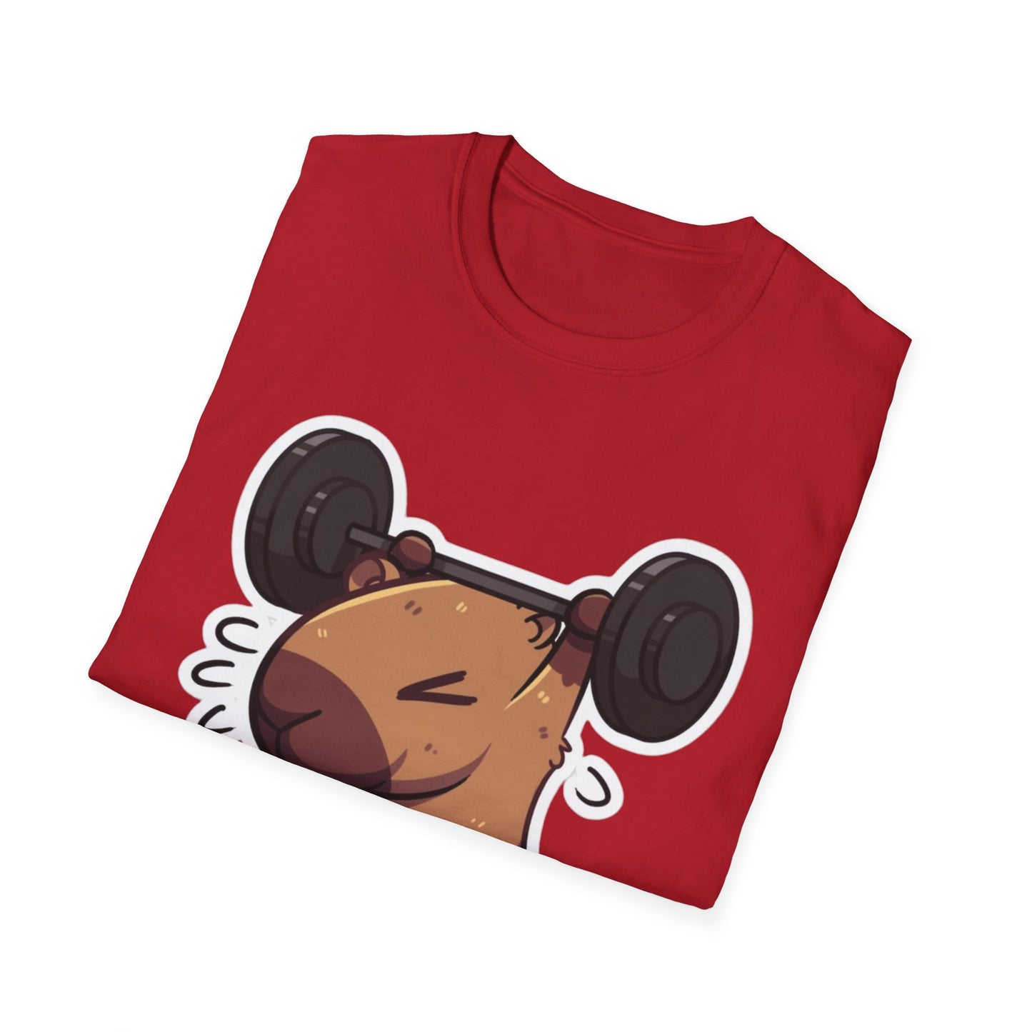 Cute Weightlifting Capybara Unisex Softstyle T-Shirt