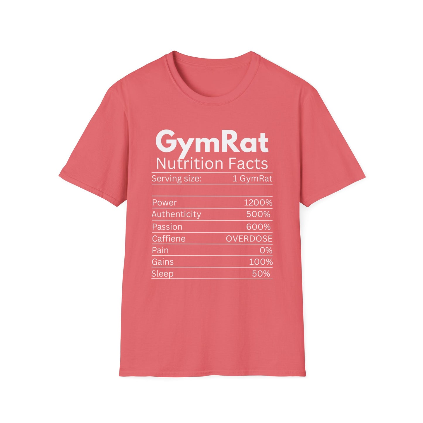 Gym Rat Nutrition Facts T-Shirt - Unisex Fitness Tee for Workout Lovers