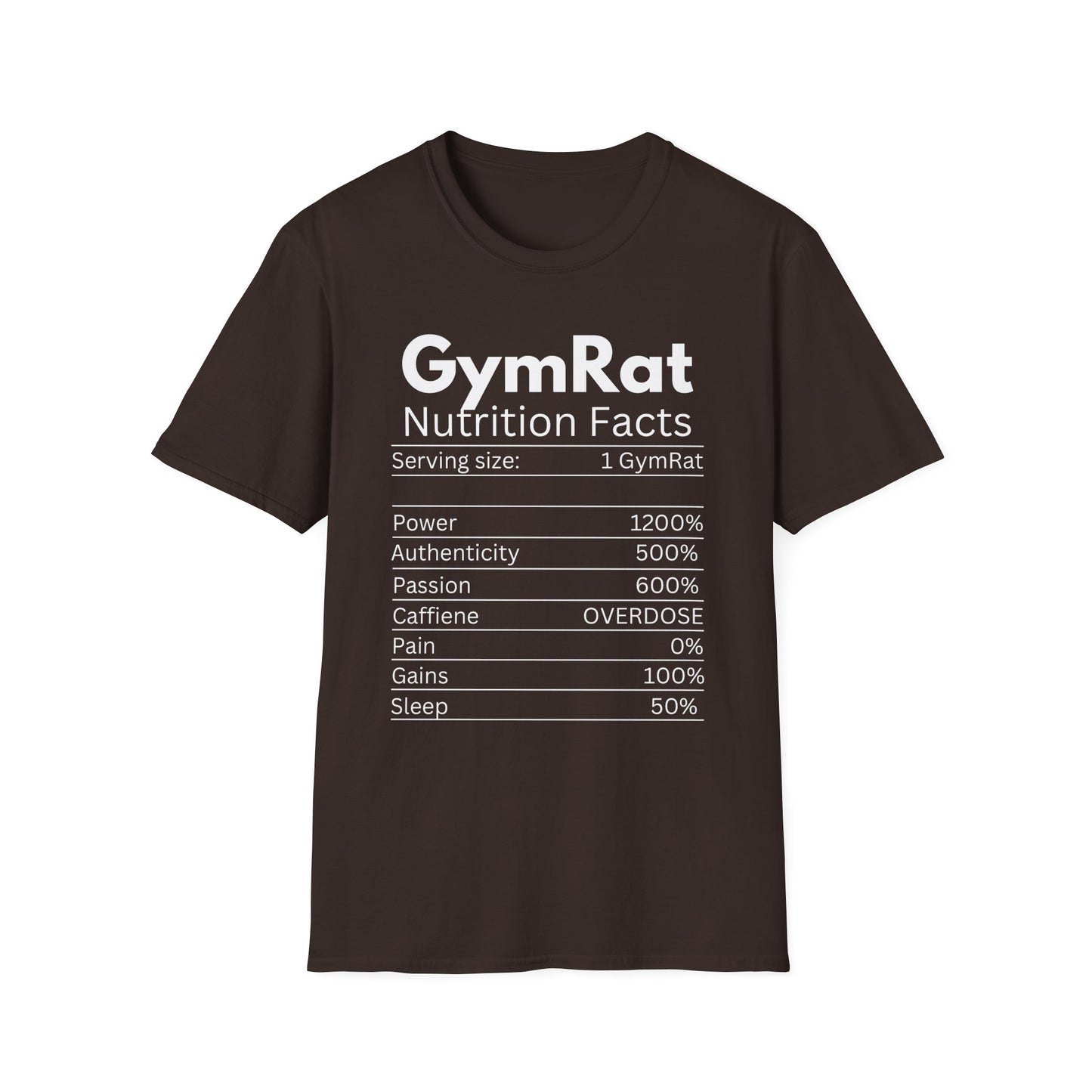 Gym Rat Nutrition Facts T-Shirt - Unisex Fitness Tee for Workout Lovers