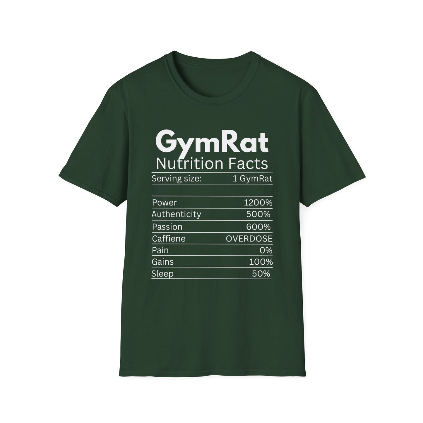 Gym Rat Nutrition Facts T-Shirt - Unisex Fitness Tee for Workout Lovers