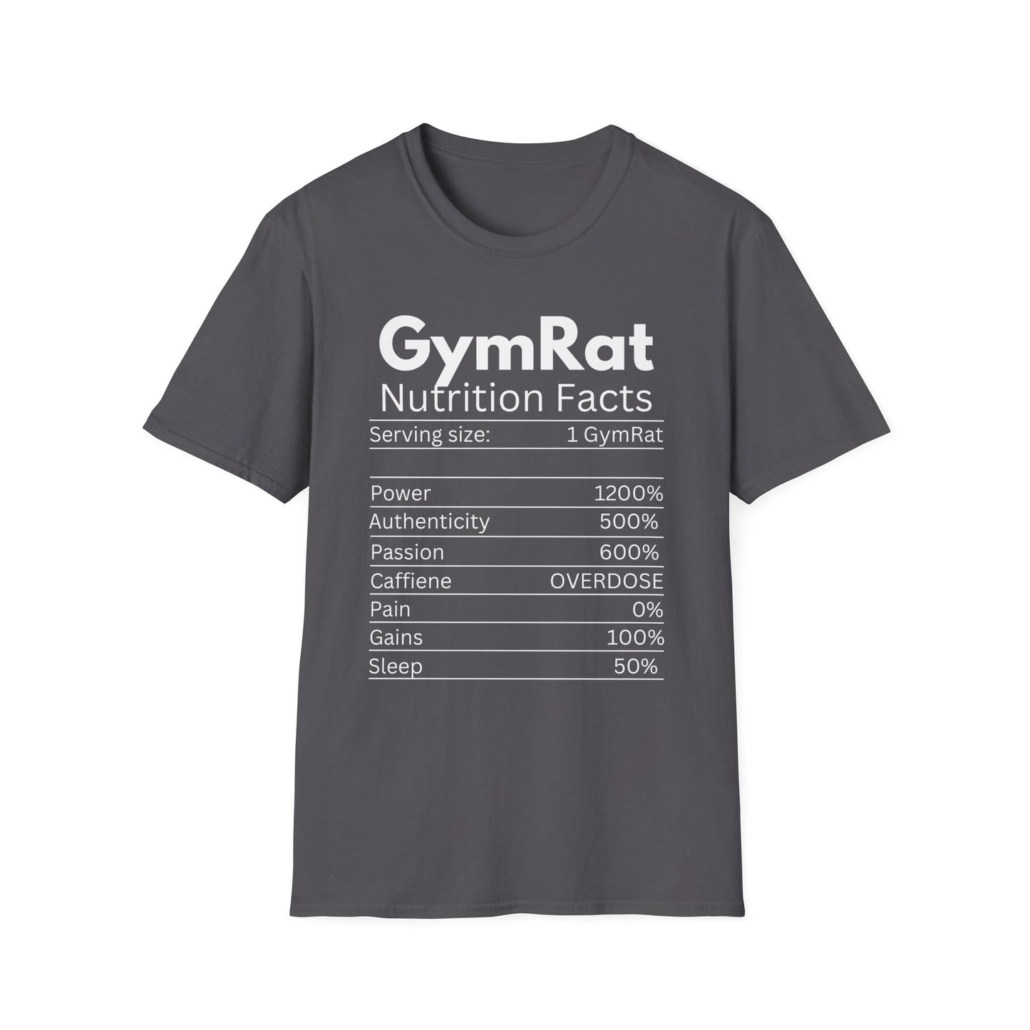 Gym Rat Nutrition Facts T-Shirt - Unisex Fitness Tee for Workout Lovers