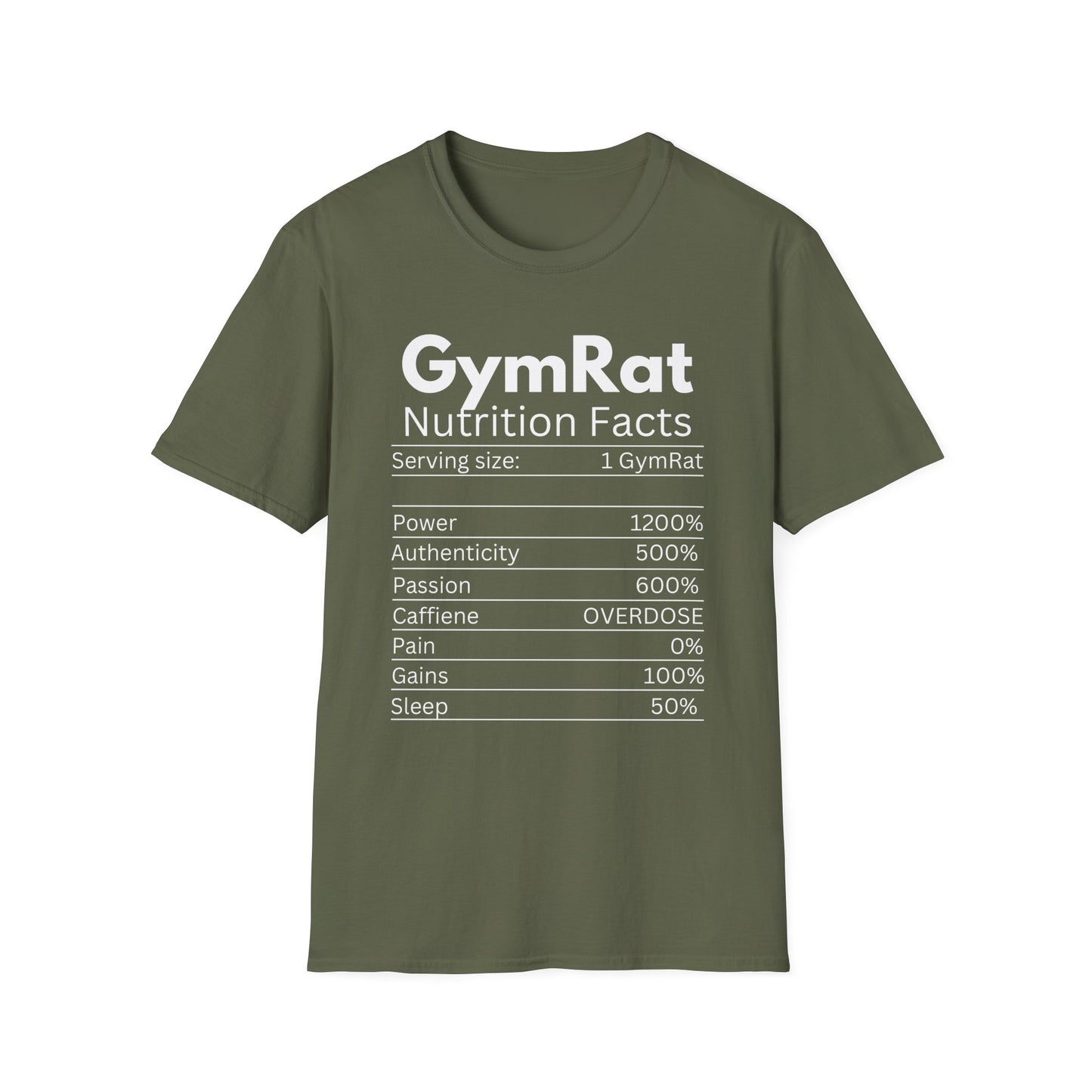 Gym Rat Nutrition Facts T-Shirt - Unisex Fitness Tee for Workout Lovers