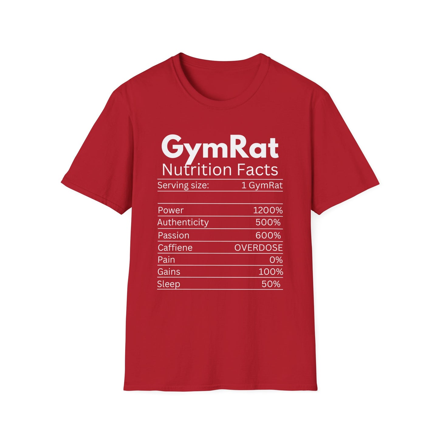 Gym Rat Nutrition Facts T-Shirt - Unisex Fitness Tee for Workout Lovers