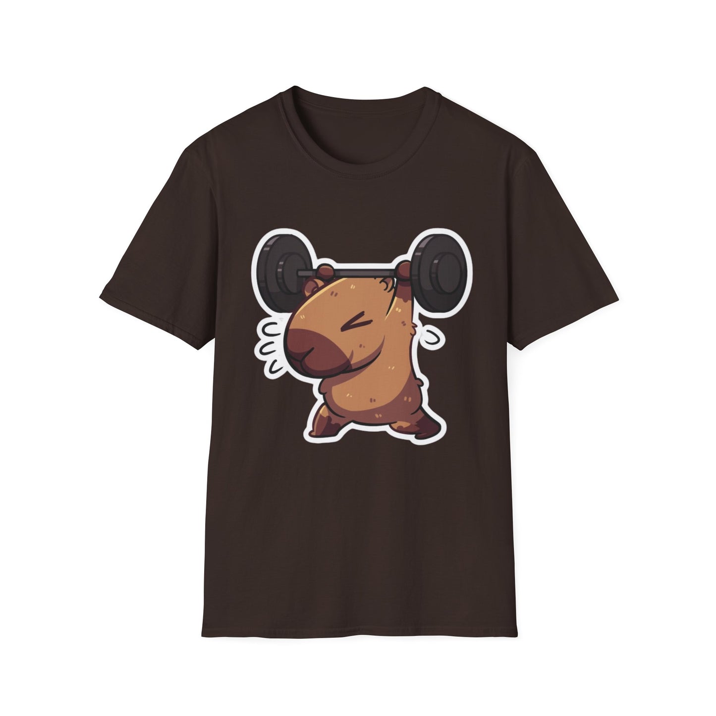Cute Weightlifting Capybara Unisex Softstyle T-Shirt