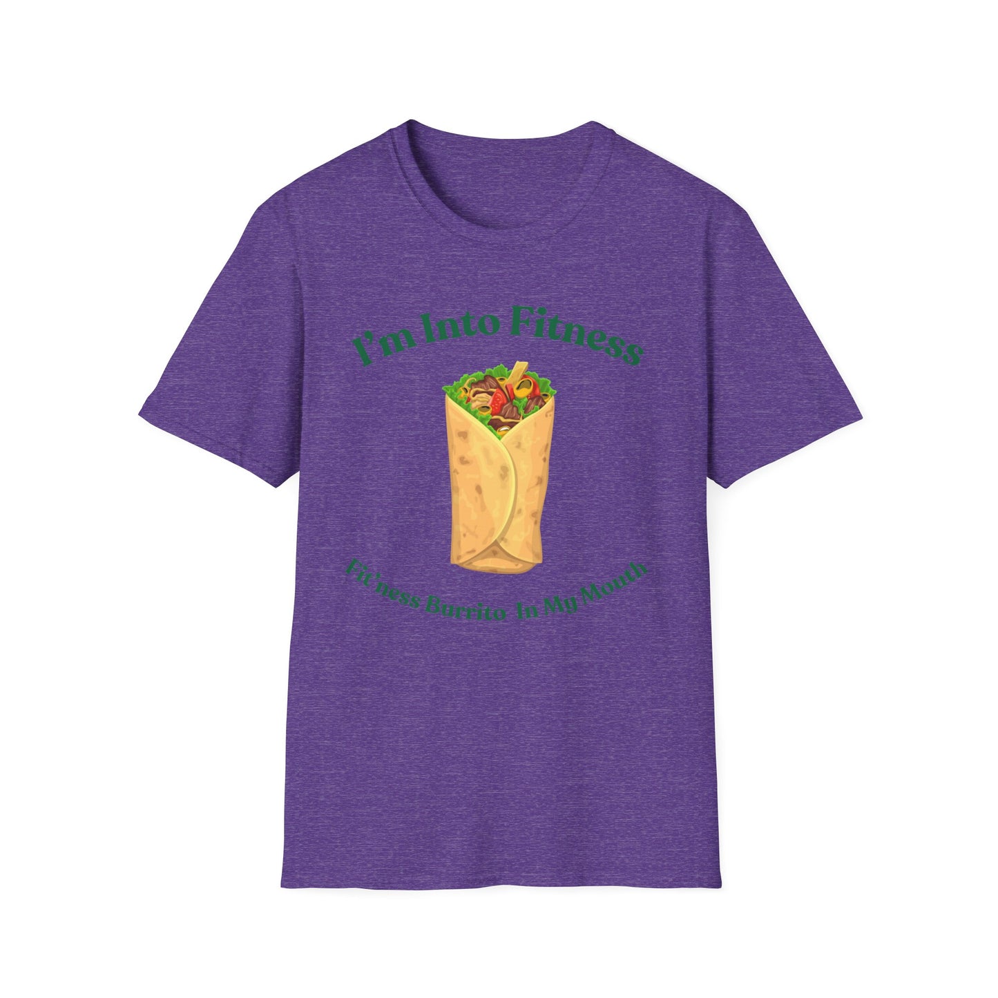 Funny Foodie Unisex Softstyle T-Shirt - "I’m Into Fitness" Burrito Design