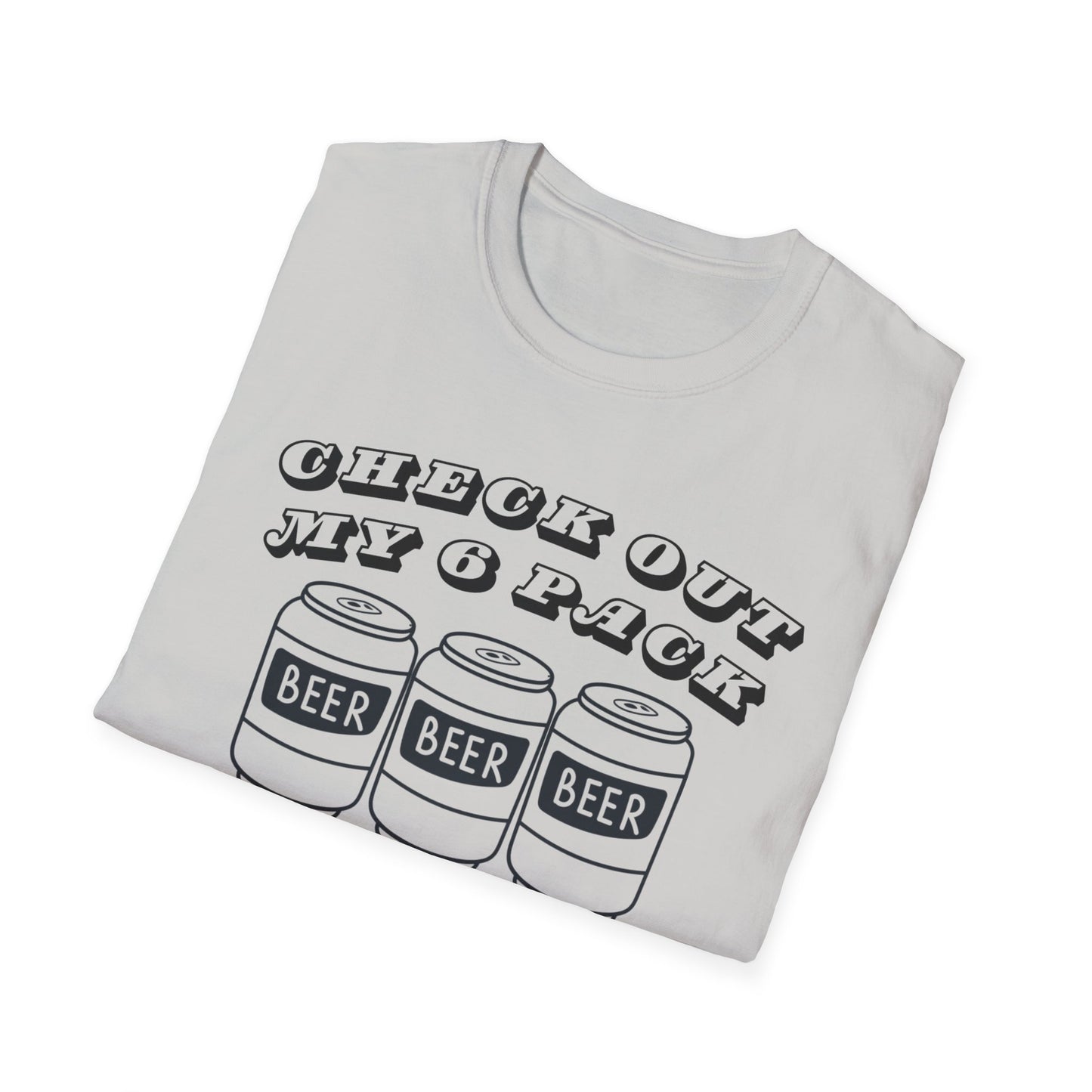 Funny Beer Graphic Unisex T-Shirt - "Check Out My 6 Pack" - Perfect for Parties and Casual Wear
