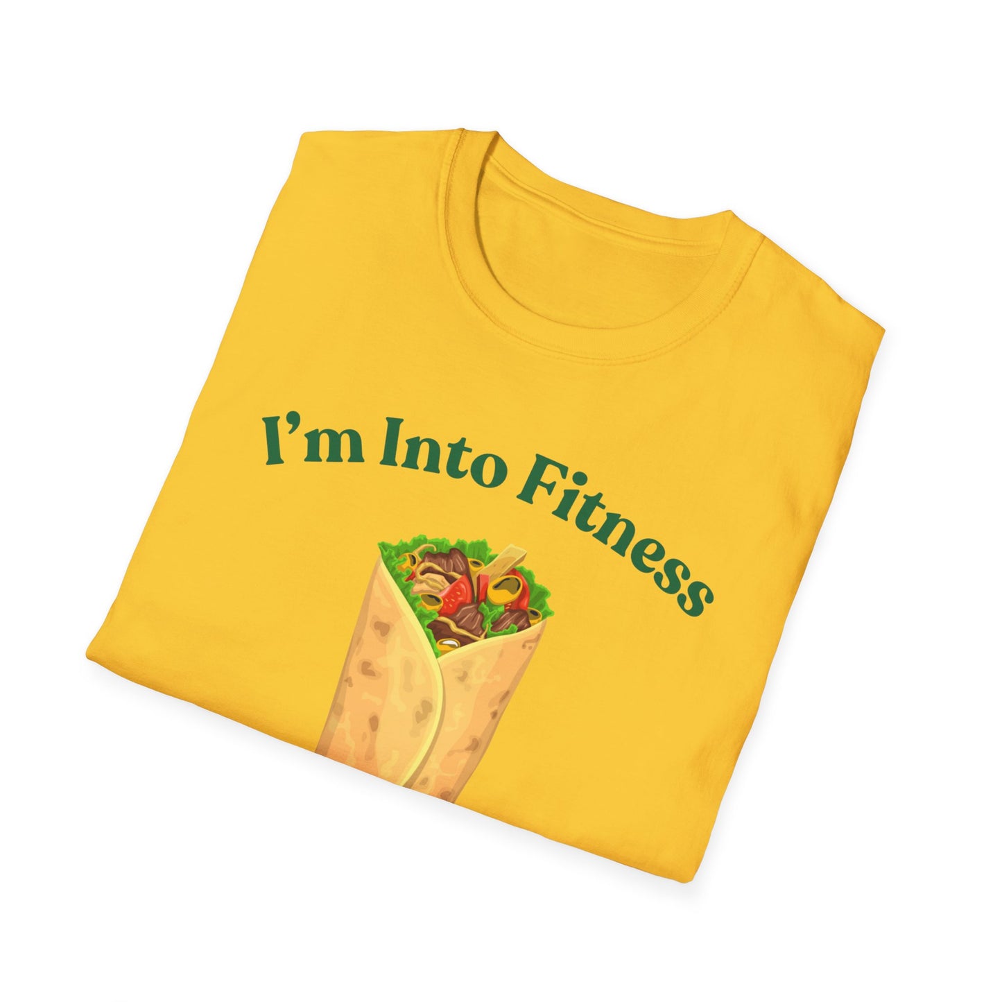 Funny Foodie Unisex Softstyle T-Shirt - "I’m Into Fitness" Burrito Design