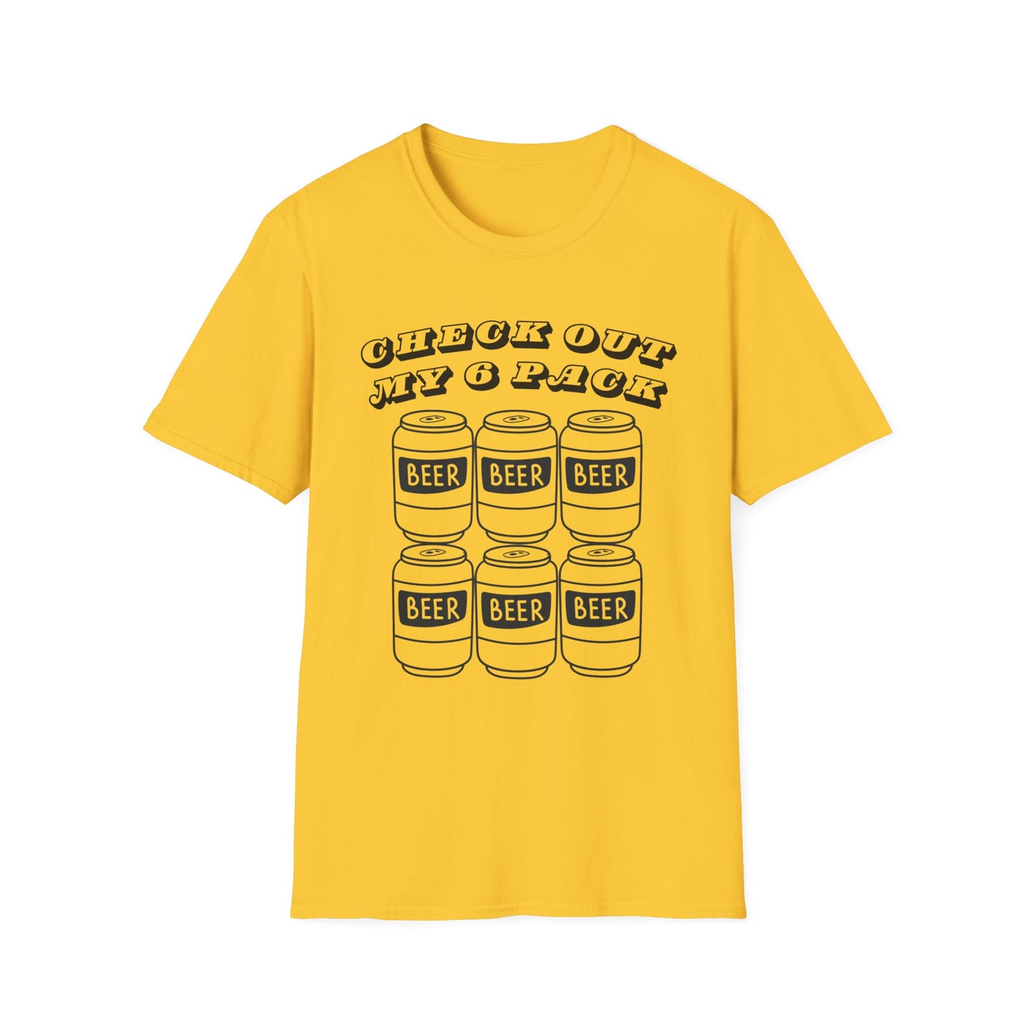 Funny Beer Graphic Unisex T-Shirt - "Check Out My 6 Pack" - Perfect for Parties and Casual Wear