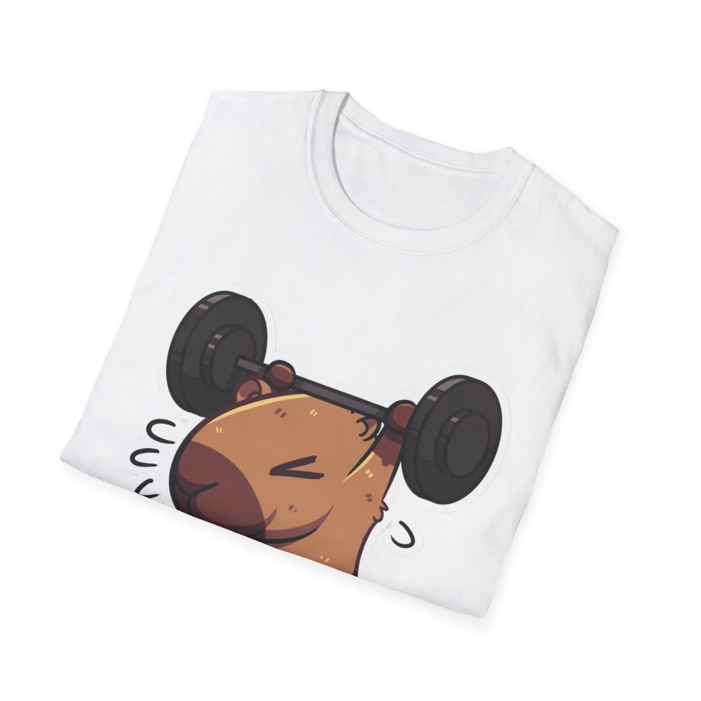Cute Weightlifting Capybara Unisex Softstyle T-Shirt