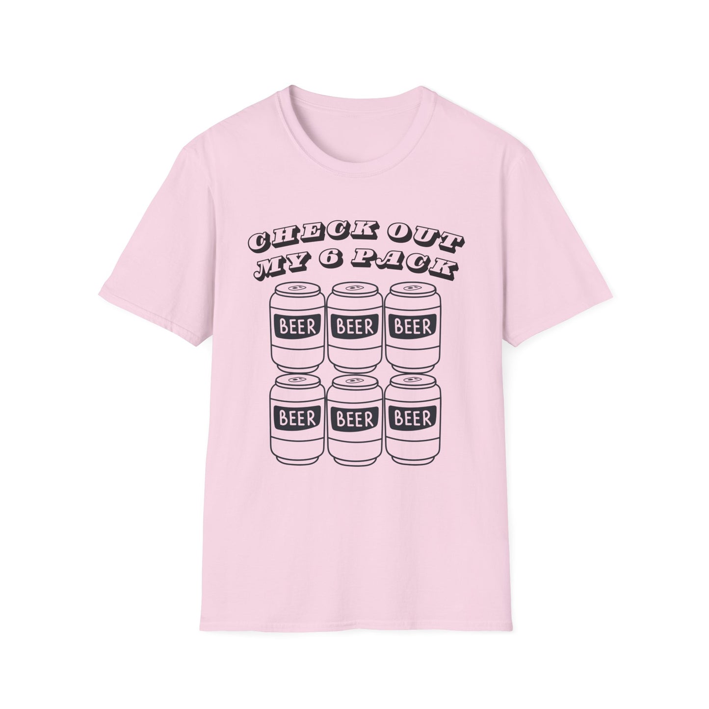 Funny Beer Graphic Unisex T-Shirt - "Check Out My 6 Pack" - Perfect for Parties and Casual Wear