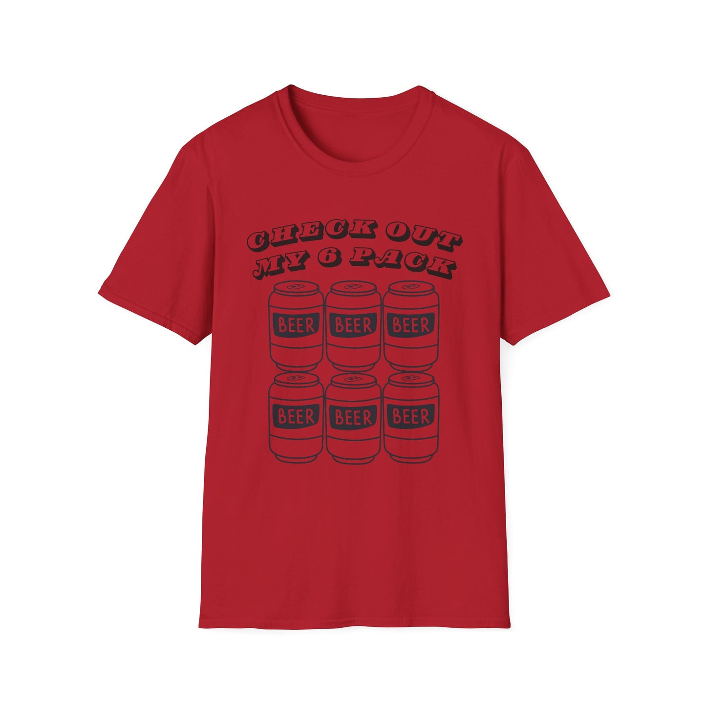 Funny Beer Graphic Unisex T-Shirt - "Check Out My 6 Pack" - Perfect for Parties and Casual Wear
