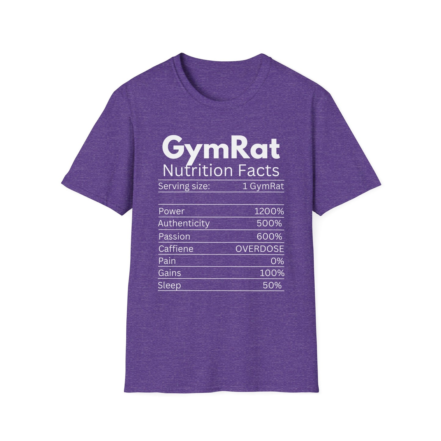 Gym Rat Nutrition Facts T-Shirt - Unisex Fitness Tee for Workout Lovers