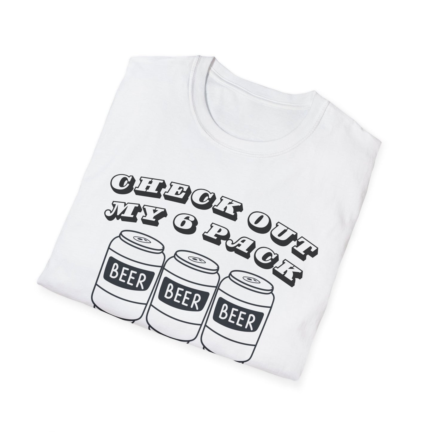 Funny Beer Graphic Unisex T-Shirt - "Check Out My 6 Pack" - Perfect for Parties and Casual Wear