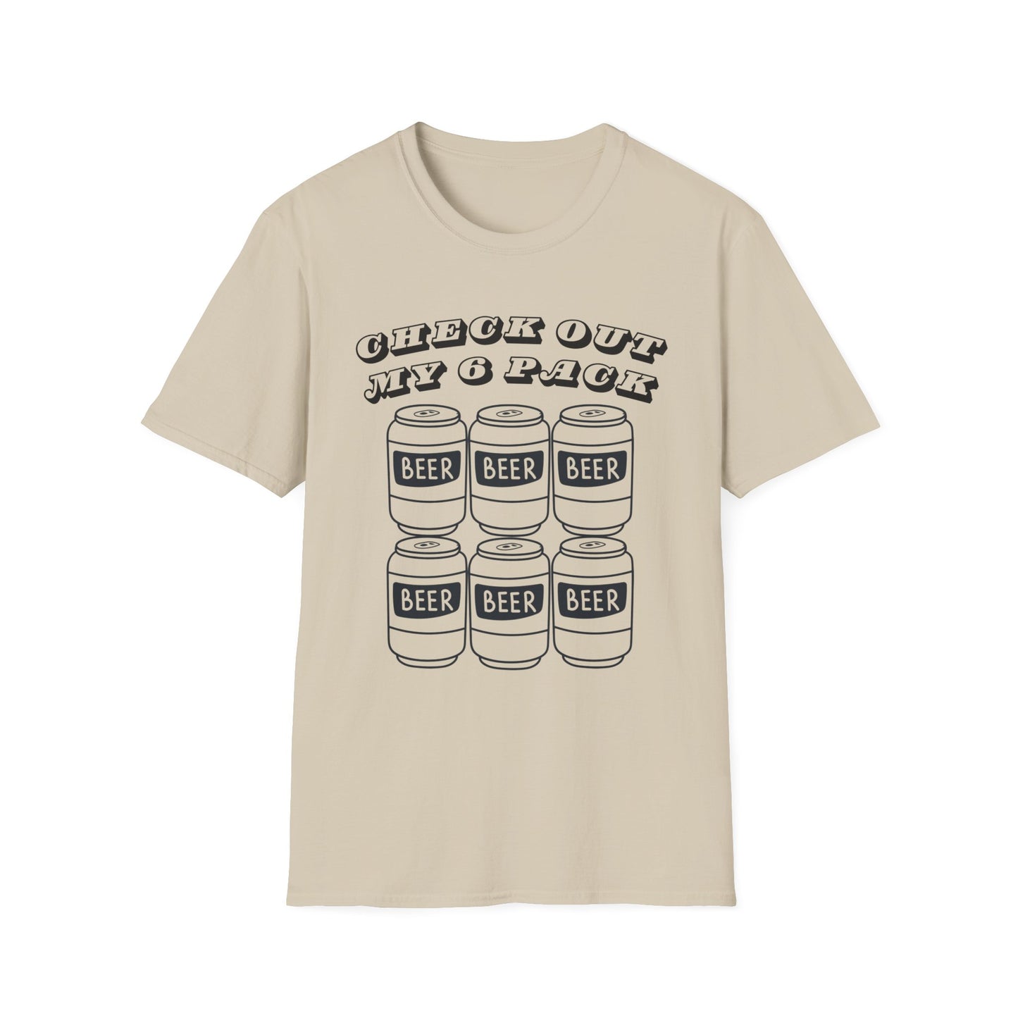 Funny Beer Graphic Unisex T-Shirt - "Check Out My 6 Pack" - Perfect for Parties and Casual Wear