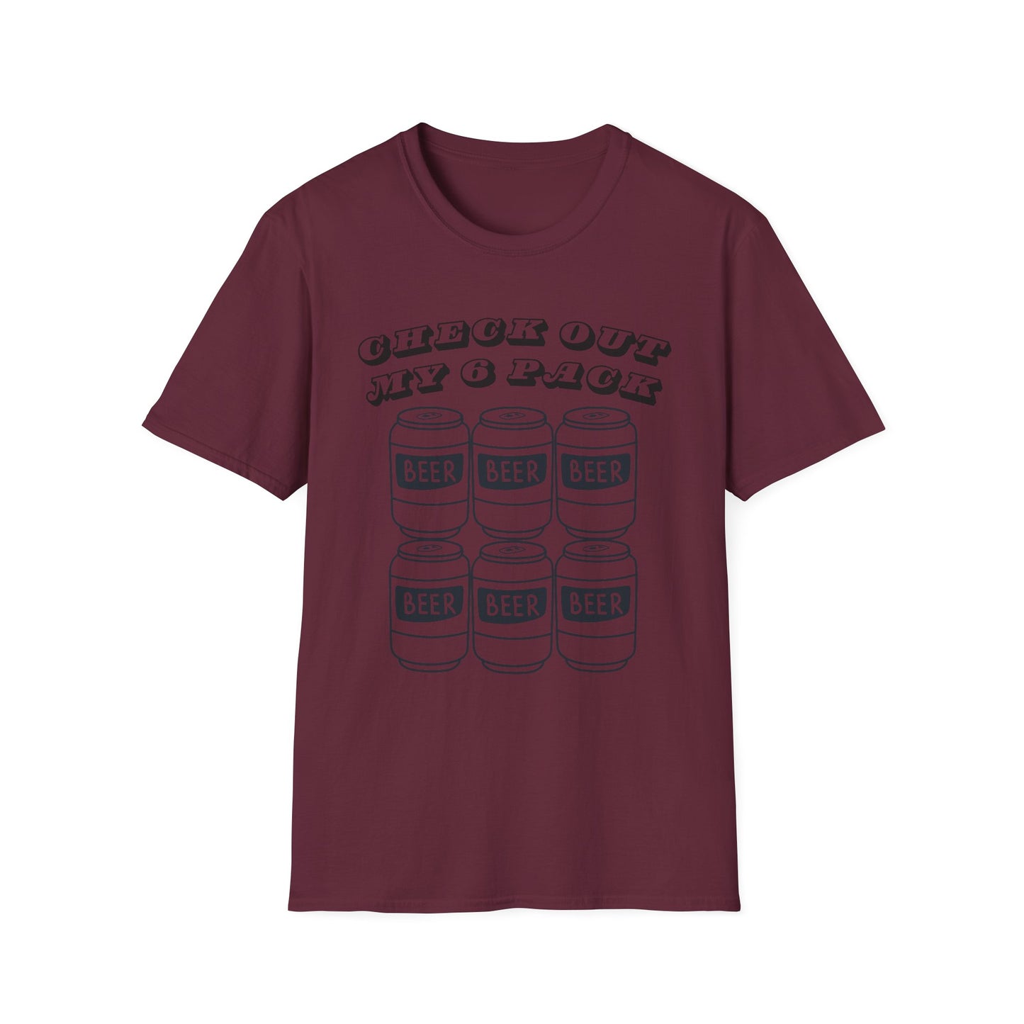 Funny Beer Graphic Unisex T-Shirt - "Check Out My 6 Pack" - Perfect for Parties and Casual Wear
