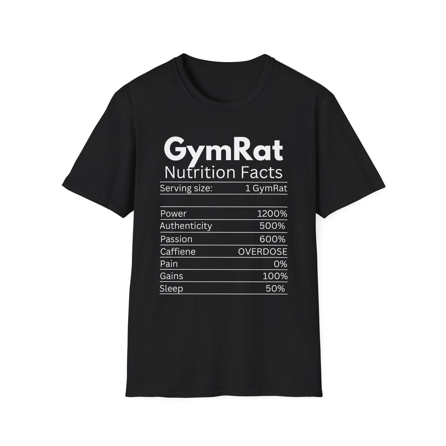Gym Rat Nutrition Facts T-Shirt - Unisex Fitness Tee for Workout Lovers