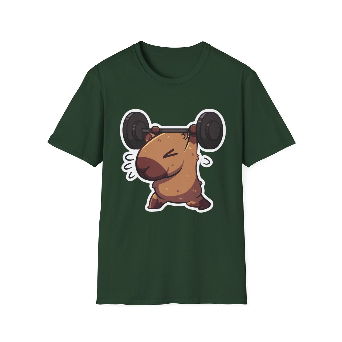 Cute Weightlifting Capybara Unisex Softstyle T-Shirt