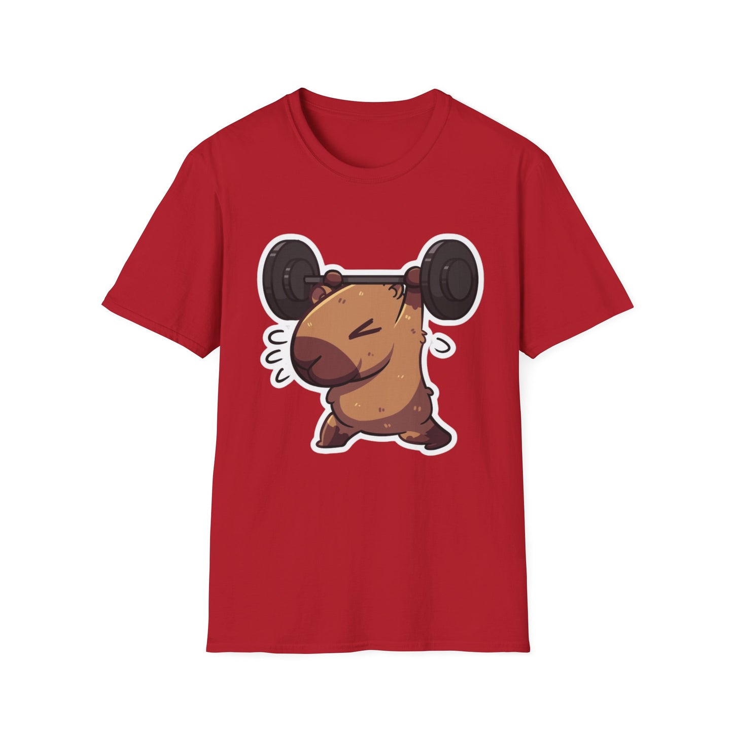 Cute Weightlifting Capybara Unisex Softstyle T-Shirt
