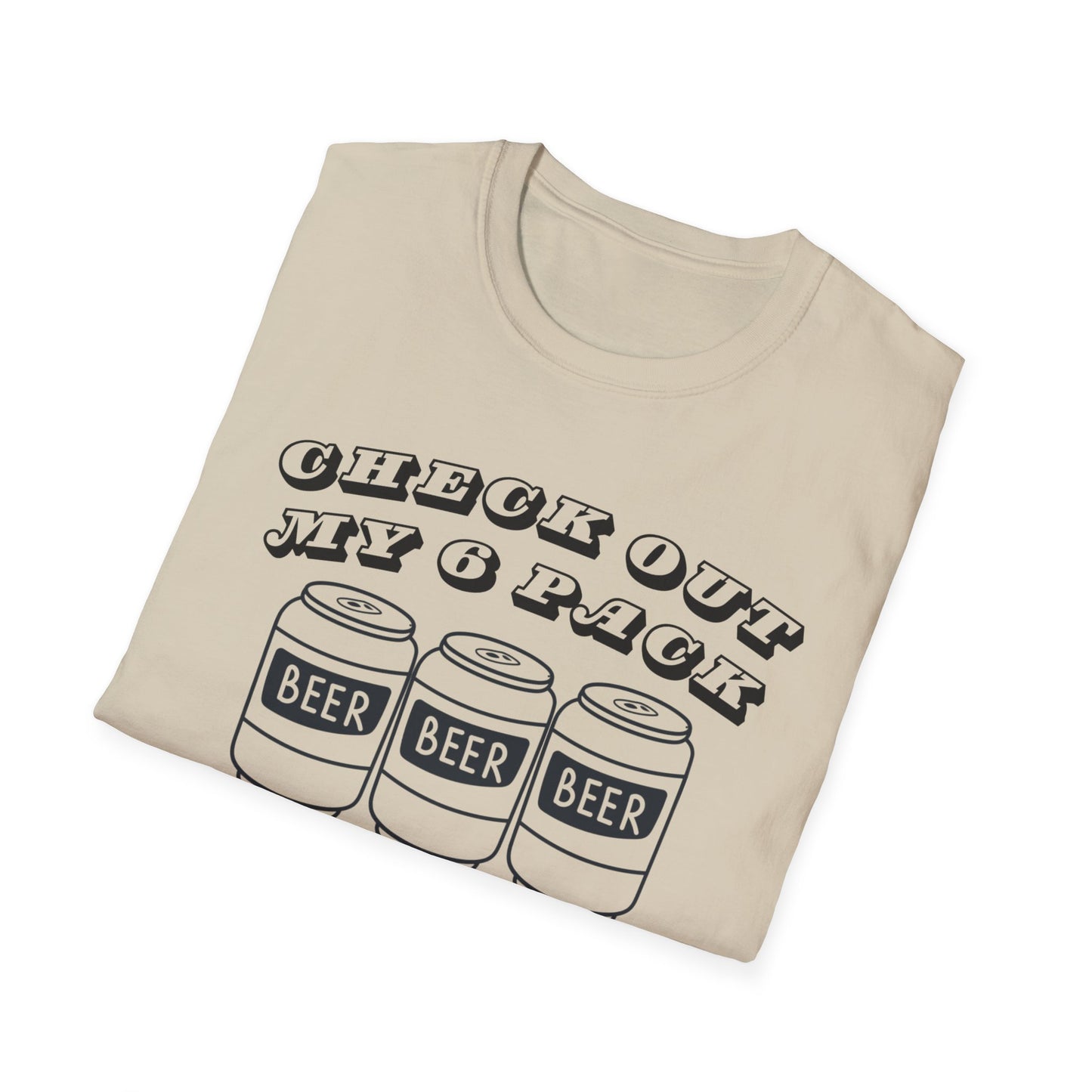 Funny Beer Graphic Unisex T-Shirt - "Check Out My 6 Pack" - Perfect for Parties and Casual Wear