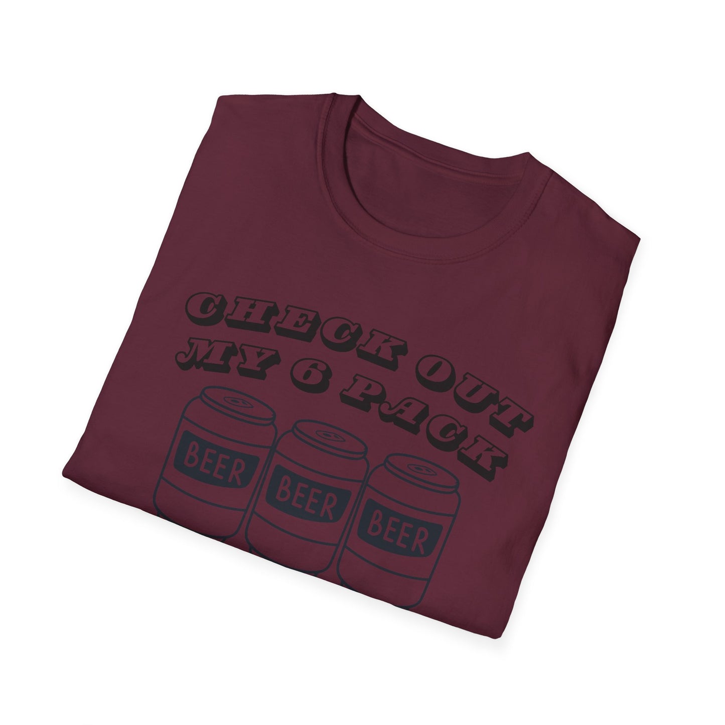 Funny Beer Graphic Unisex T-Shirt - "Check Out My 6 Pack" - Perfect for Parties and Casual Wear