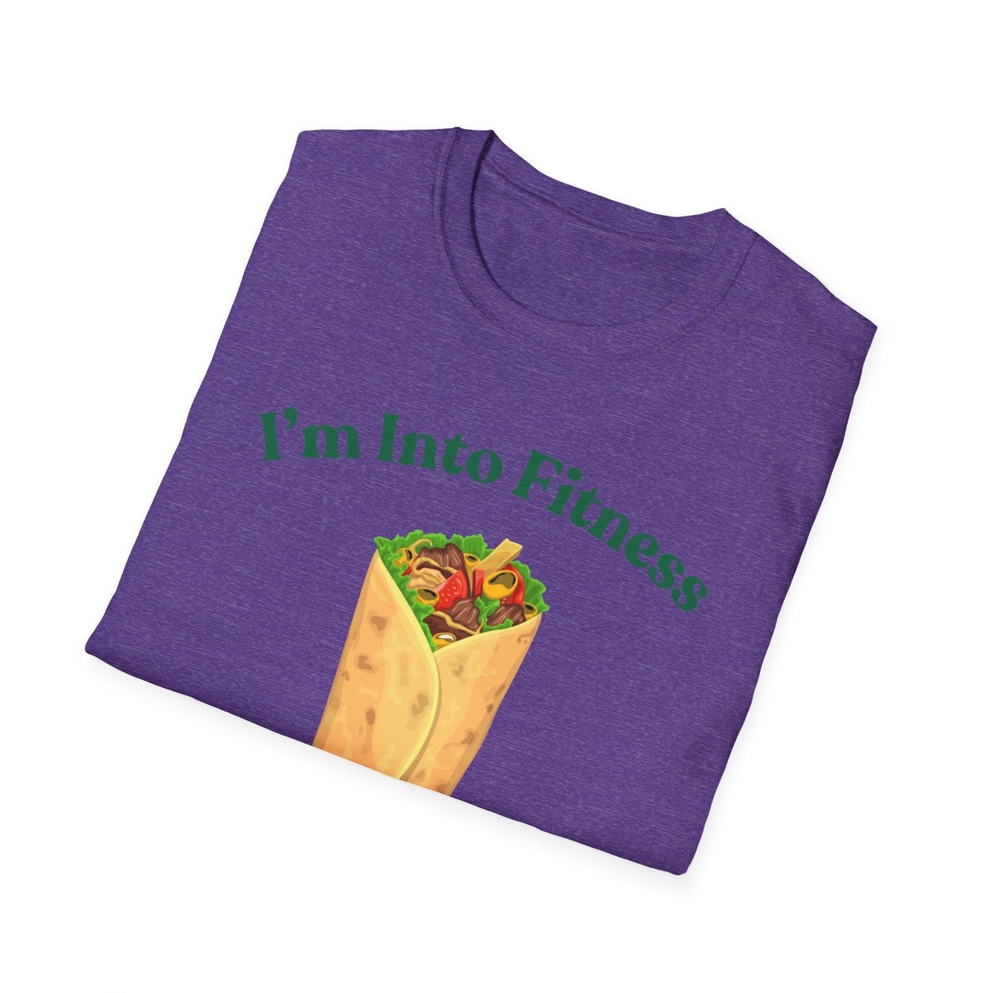 Funny Foodie Unisex Softstyle T-Shirt - "I’m Into Fitness" Burrito Design