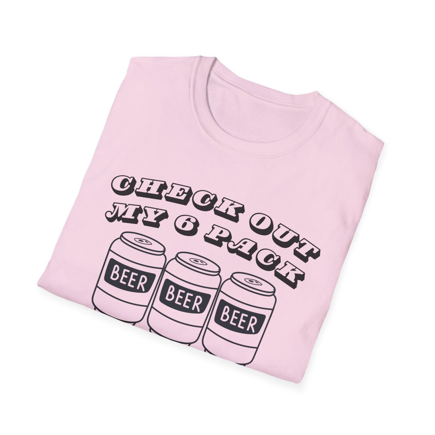 Funny Beer Graphic Unisex T-Shirt - "Check Out My 6 Pack" - Perfect for Parties and Casual Wear