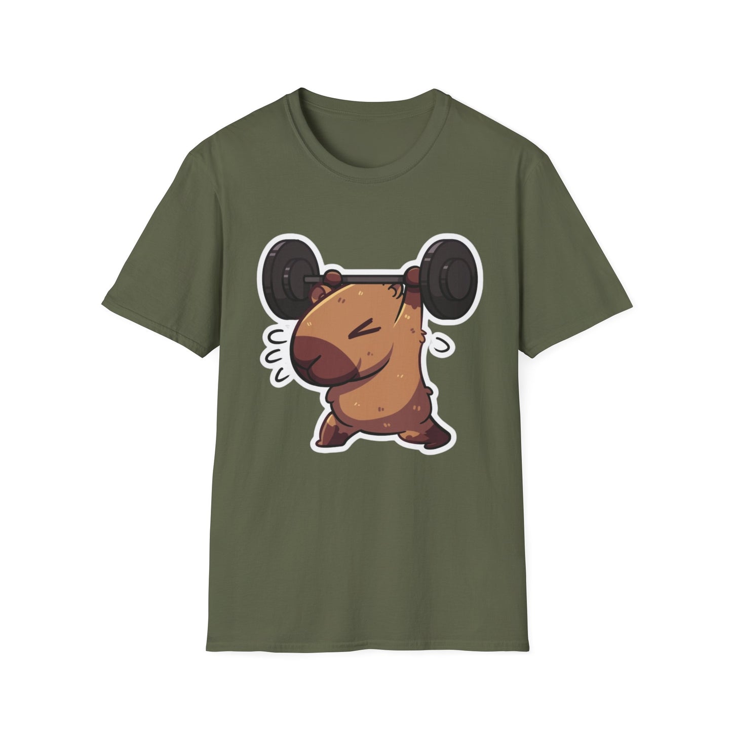 Cute Weightlifting Capybara Unisex Softstyle T-Shirt