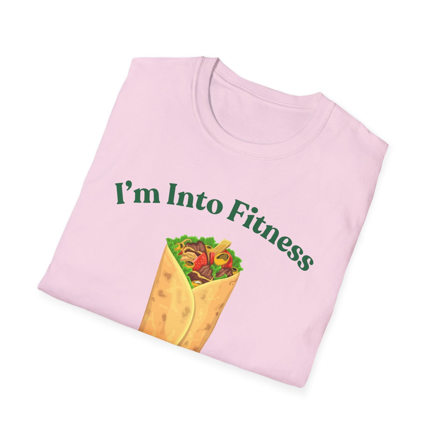 Funny Foodie Unisex Softstyle T-Shirt - "I’m Into Fitness" Burrito Design