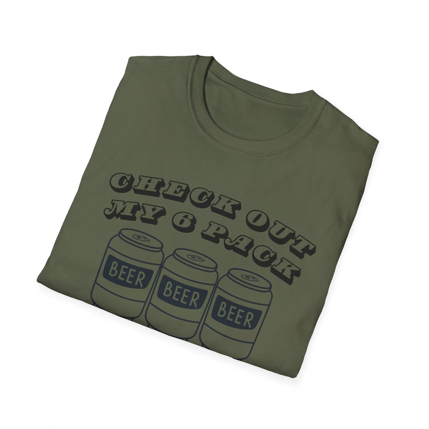 Funny Beer Graphic Unisex T-Shirt - "Check Out My 6 Pack" - Perfect for Parties and Casual Wear
