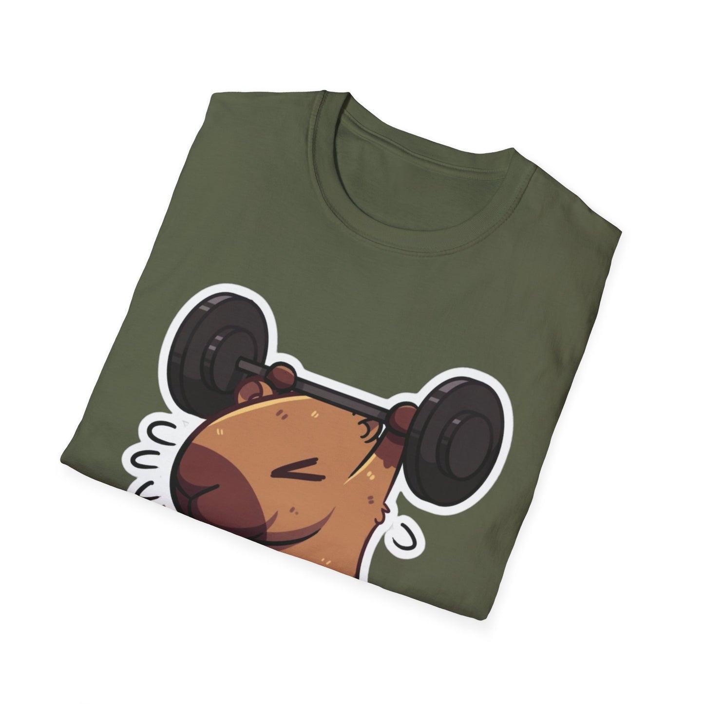 Cute Weightlifting Capybara Unisex Softstyle T-Shirt