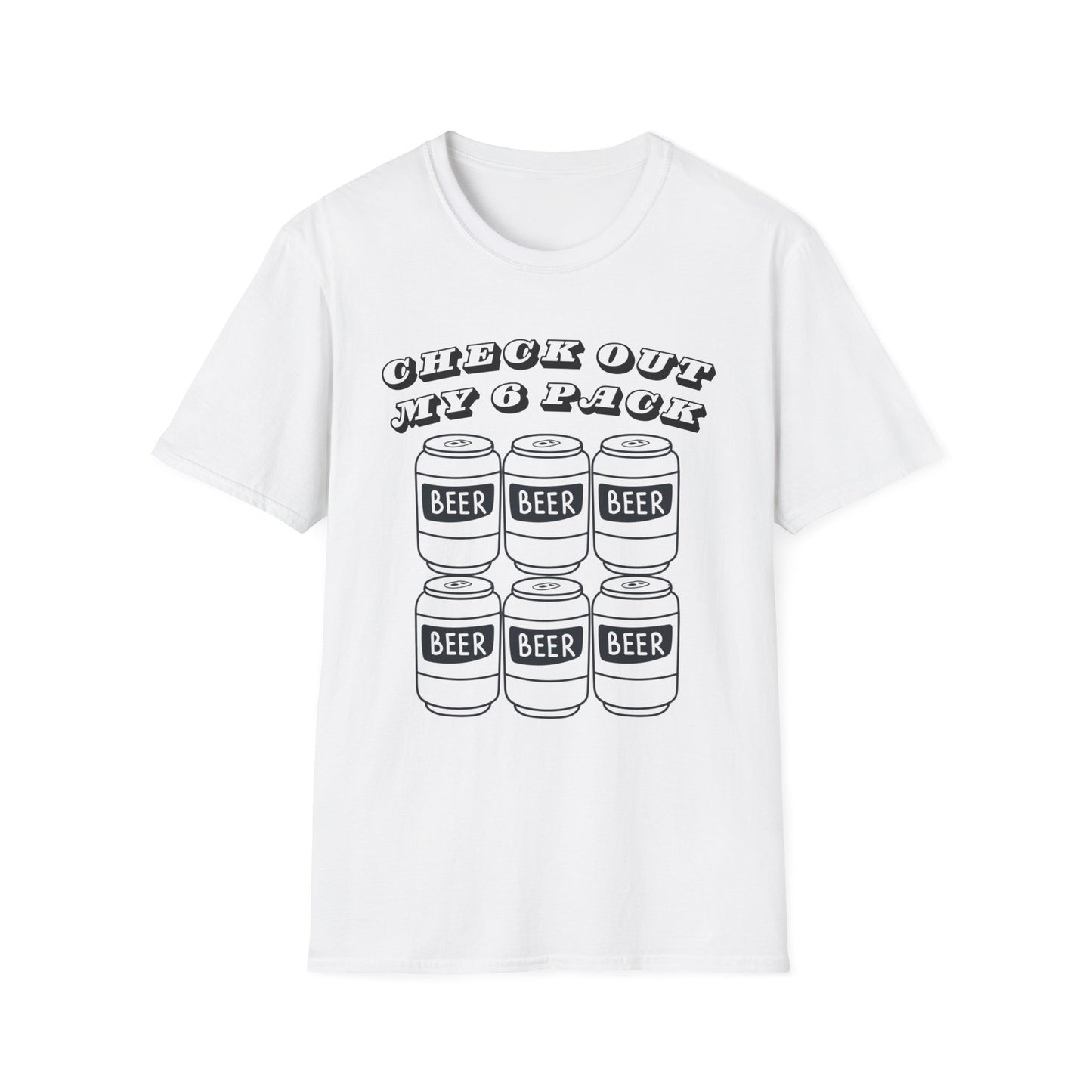 Funny Beer Graphic Unisex T-Shirt - "Check Out My 6 Pack" - Perfect for Parties and Casual Wear