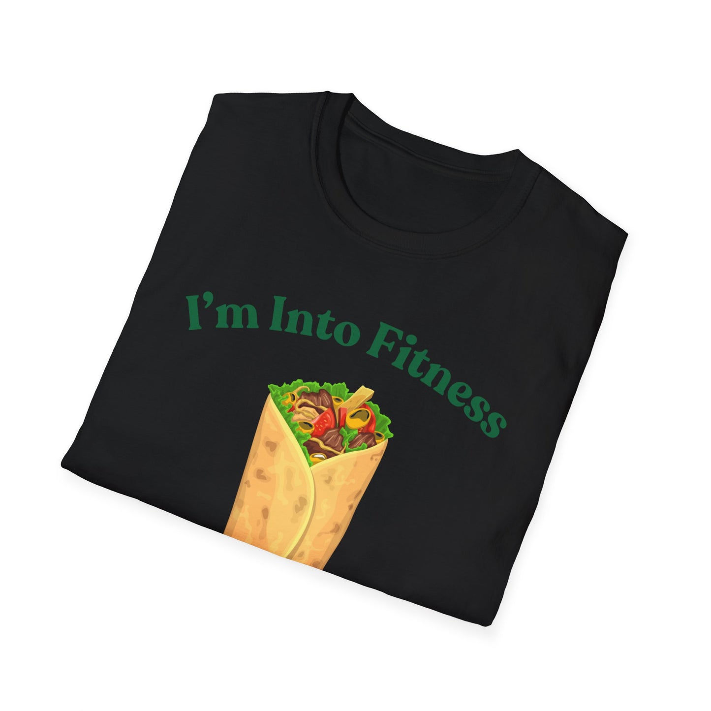 Funny Foodie Unisex Softstyle T-Shirt - "I’m Into Fitness" Burrito Design