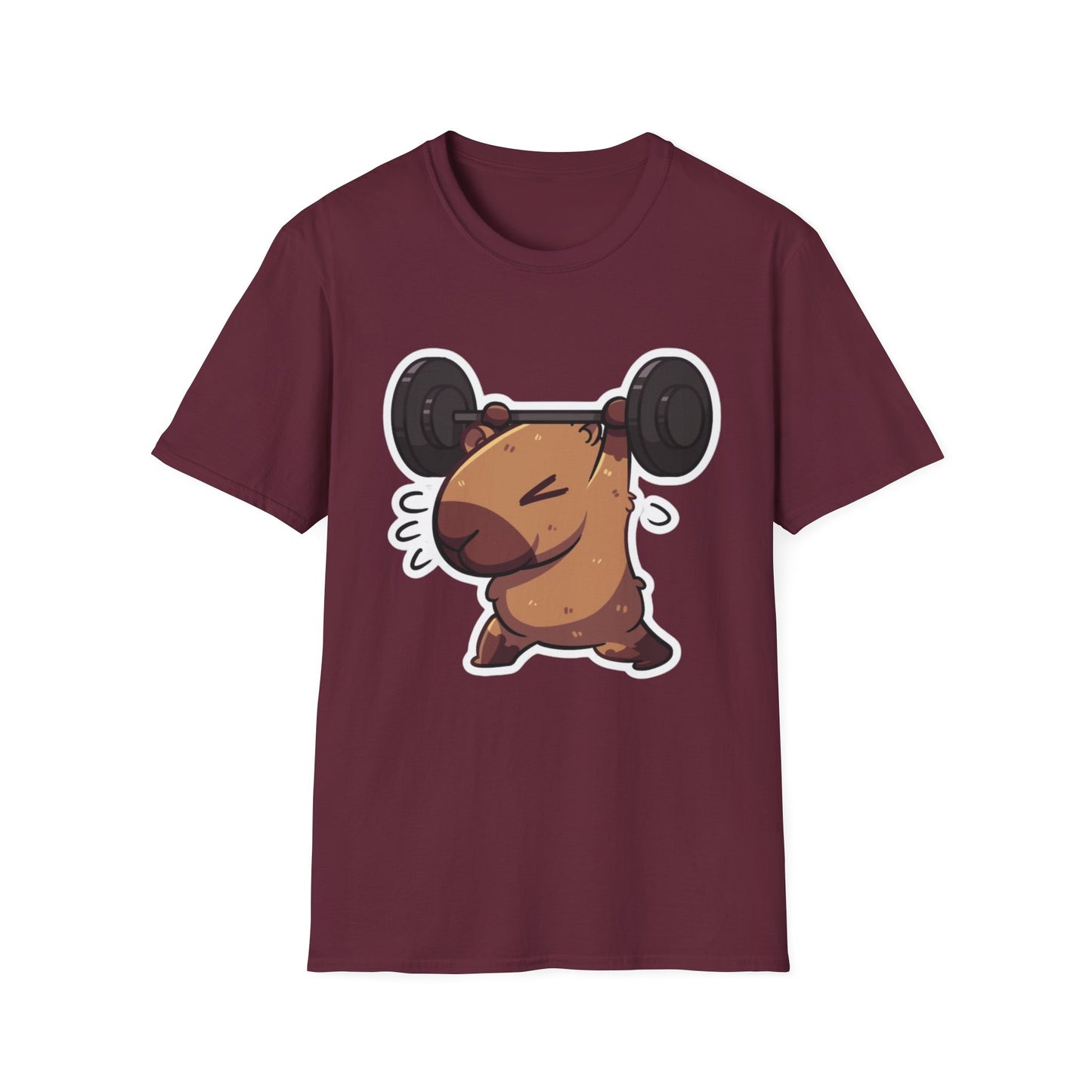 Cute Weightlifting Capybara Unisex Softstyle T-Shirt