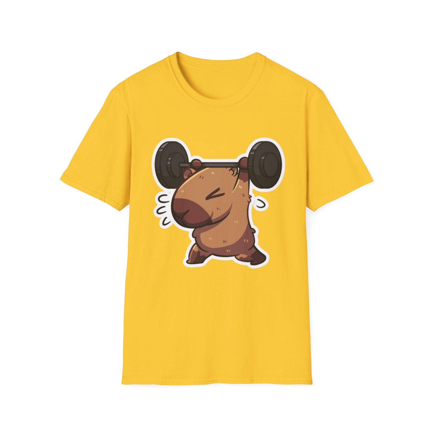 Cute Weightlifting Capybara Unisex Softstyle T-Shirt